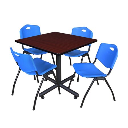 Kobe Kobe Square Table & Chair Set, Wood, Metal, Plastic Top, Mahogany TKB4242MH47BE